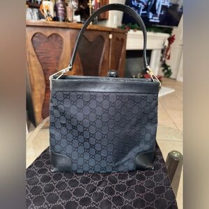 Gucci Black GG Canvas Shoulder Bag